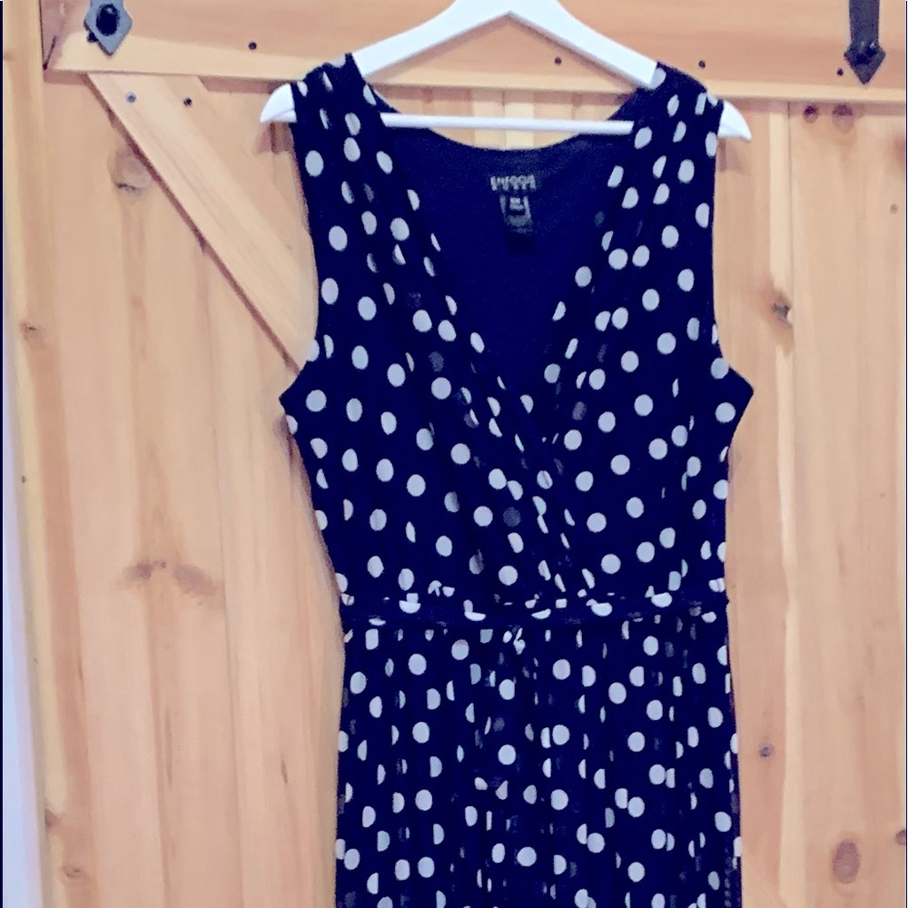 Enfocus Pretty Woman Navy Polka Dot Maxi Dress